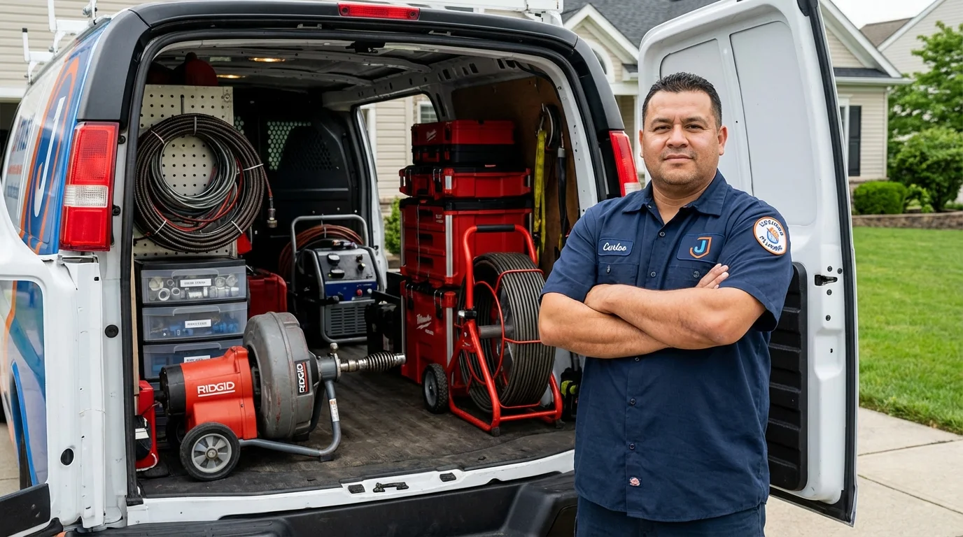 Professional drain cleaning equipment and Johns Plumbing LLC plumber in Oxford